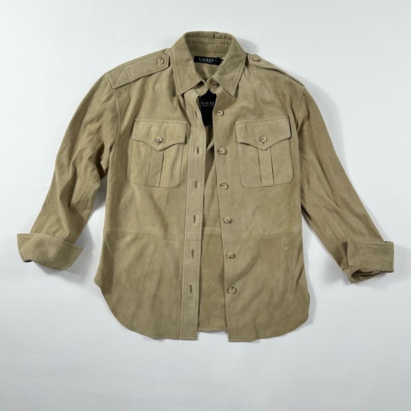Ralph Lauren Women’s Goat Suede Button Up Long Sleeve Shirt / Jacket Tan - XXL - Picture 10 of 10